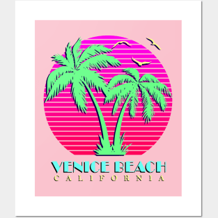 Venice Beach California Palm Trees Sunset Posters and Art